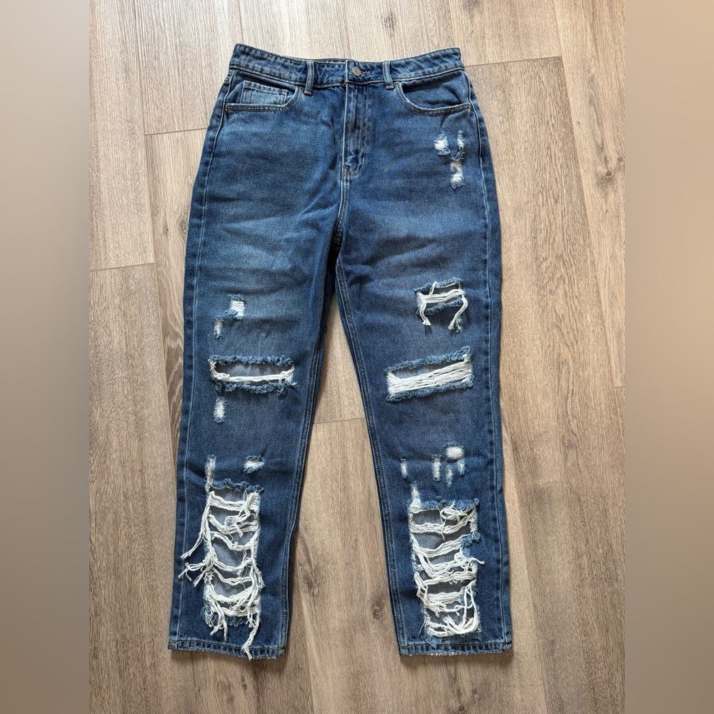 Cello Dark Blue Distressed Skinny Jeans